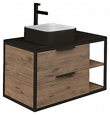 Тумба с раковиной дуб веллингтон/черный 90 см Grossman Лофт 109001 + GR4042BW