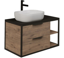 Тумба с раковиной дуб веллингтон/черный 90 см Grossman Лофт 109001 + GR-3020