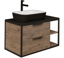 Тумба с раковиной дуб веллингтон/черный 90 см Grossman Лофт 109001 + GR-4041BW