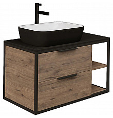 Тумба с раковиной дуб веллингтон/черный 90 см Grossman Лофт 109001 + GR-4041BW