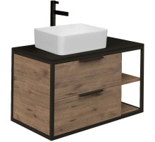 Тумба с раковиной дуб веллингтон/черный 90 см Grossman Лофт 109001 + GR-3016