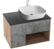 Тумба с раковиной дуб веллингтон/бетон 80 см Grossman Бруно 108008 + GR-3020