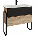 Тумба с раковиной дуб сонома/черный 87 см Grossman Солис 108501 + Y18298 Тумба с раковиной дуб сонома/черный 87 см Grossman Солис 108501 + Y18298