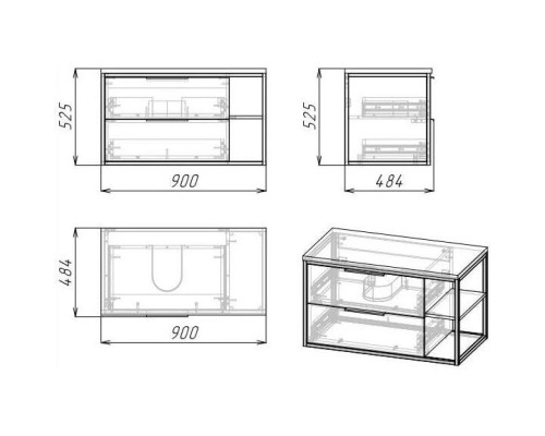 Заказать Комплект мебели шанико/черный 90 см Grossman Лофт 109002 + GR-3031 + 209001 в магазине сантехники Santeh-Crystal.ru