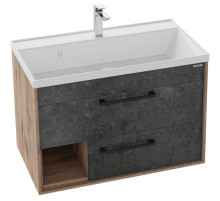 Тумба с раковиной дуб веллингтон/бетон арья 80,2 см Grossman Реал 108009 + 4627173210188