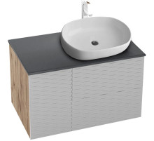 Тумба с раковиной дуб веллингтон/белый матовый 80 см Grossman Альба 108011 + GR-3015