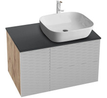 Тумба с раковиной дуб веллингтон/белый матовый 80 см Grossman Альба 108011 + GR-3020