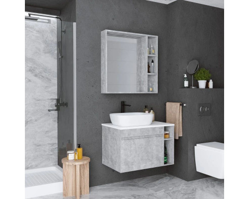 Приобрести Комплект мебели бетон 80 см Grossman Фалькон 108005 + GR-3020 + 208003 в магазине сантехники Santeh-Crystal.ru