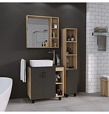 Комплект мебели дуб сонома/серый матовый 77 см Grossman Флай 108002 + 508002 + GR-3016 + 206001