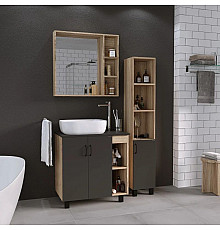 Комплект мебели дуб сонома/серый матовый 77 см Grossman Флай 108002 + 508002 + GR-3020 + 206001