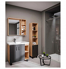 Комплект мебели дуб сонома/серый матовый 81 см Grossman Флай 108002 + 30469 + 206001