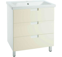 Тумба с раковиной бежевый глянец/белый глянец 89,5 см Bellezza Пегас 4630415140075 + 5902115715303