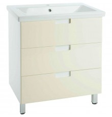 Тумба с раковиной бежевый глянец/белый глянец 89,5 см Bellezza Пегас 4630415140075 + 5902115715303