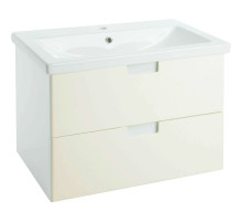 Тумба с раковиной бежевый глянец/белый глянец 89,5 см Bellezza Пегас 4630415270079 + 5902115715303