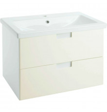 Тумба с раковиной бежевый глянец/белый глянец 89,5 см Bellezza Пегас 4630415270079 + 5902115715303