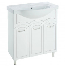 Тумба с раковиной белый глянец серебряная патина 79,5 см Bellezza Амелия 4630313000396 + 4690311008985