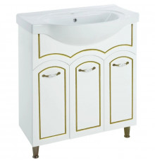 Тумба с раковиной белый глянец золотая патина 79,5 см Bellezza Амелия 4630313000389 + 4690311008985