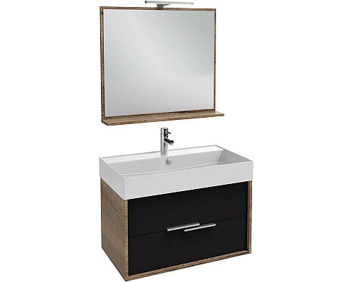 Купить Тумба дуб табак/черный матовый 79,9 см Jacob Delafon Vivienne EB1507-E52-M61 в магазине сантехники Santeh-Crystal.ru