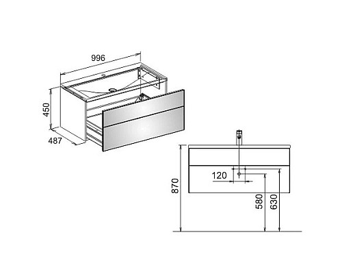 Приобрести Тумба матовый трюфель/матовый трюфель стекло 99,6 см KEUCO Royal Reflex 34070140000 в магазине сантехники Santeh-Crystal.ru