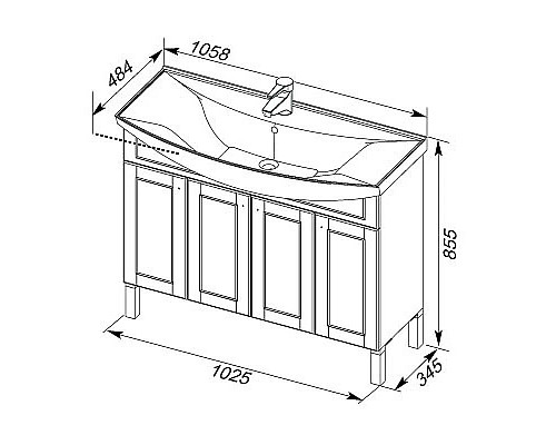 Приобрести Тумба белый/патина серебро 102,5 см Aquanet Честер 00182630 в магазине сантехники Santeh-Crystal.ru