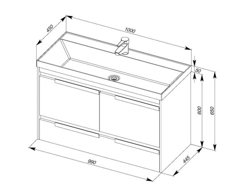 Купить Тумба белый/черный 99 см Aquanet Тиволи 00180067 в магазине сантехники Santeh-Crystal.ru
