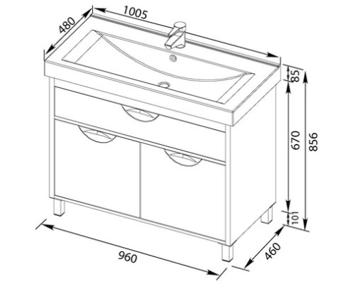 Купить Тумба белый/венге 96 см Aquanet Гретта 00171583 в магазине сантехники Santeh-Crystal.ru