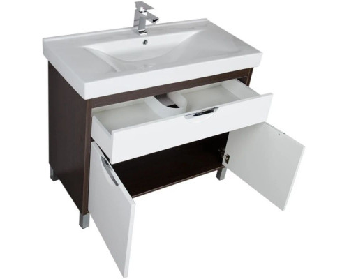 Купить Тумба белый/венге 96 см Aquanet Гретта 00171583 в магазине сантехники Santeh-Crystal.ru