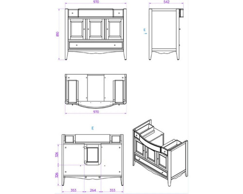 Приобрести Тумба с раковиной белый 105 см Tiffany World Veronica Nuova VER6105B+AR874BIx1KOMPLEKT в магазине сантехники Santeh-Crystal.ru