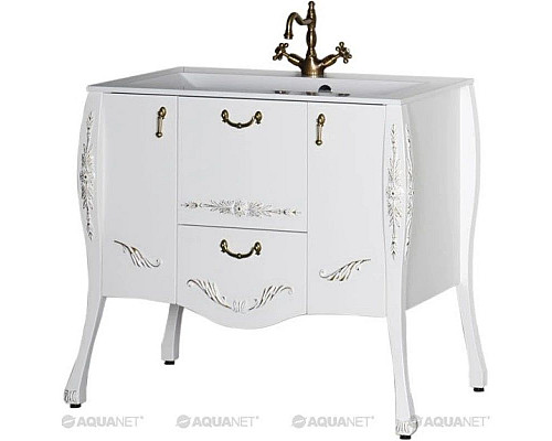 Купить Тумба белый/золото 97,6 см Aquanet Виктория 00183931 в магазине сантехники Santeh-Crystal.ru