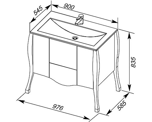 Купить Тумба белый/золото 97,6 см Aquanet Виктория 00183931 в магазине сантехники Santeh-Crystal.ru