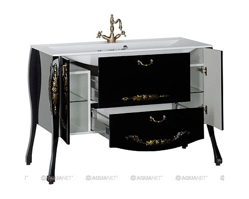Заказать Тумба черный/золото 127,6 см Aquanet Виктория 00183930 в магазине сантехники Santeh-Crystal.ru
