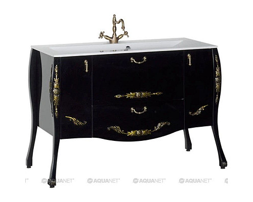 Заказать Тумба черный/золото 127,6 см Aquanet Виктория 00183930 в магазине сантехники Santeh-Crystal.ru