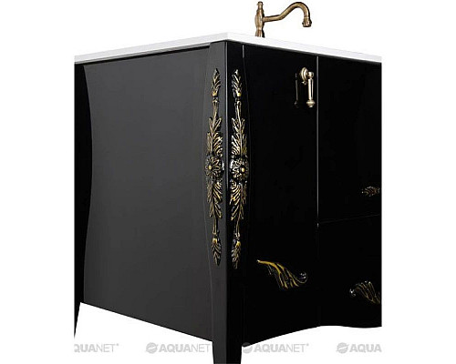 Заказать Тумба черный/золото 127,6 см Aquanet Виктория 00183930 в магазине сантехники Santeh-Crystal.ru
