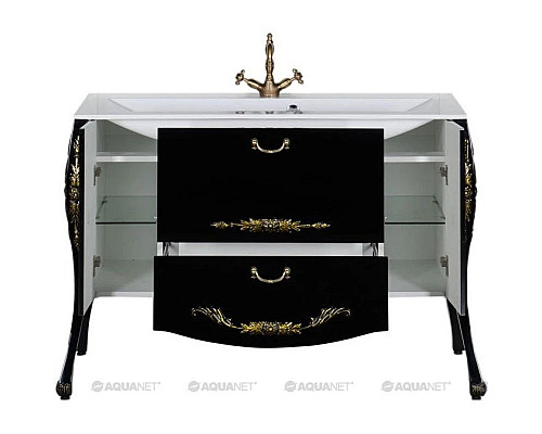 Заказать Тумба черный/золото 127,6 см Aquanet Виктория 00183930 в магазине сантехники Santeh-Crystal.ru