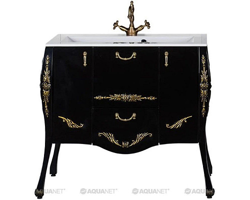 Купить Тумба черный/золото 97,6 см Aquanet Виктория 00183932 в магазине сантехники Santeh-Crystal.ru