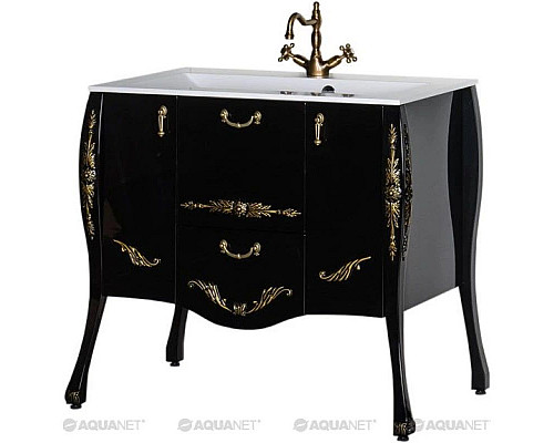 Купить Тумба черный/золото 97,6 см Aquanet Виктория 00183932 в магазине сантехники Santeh-Crystal.ru
