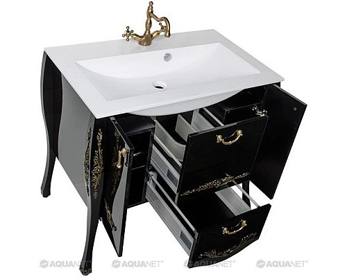 Купить Тумба черный/золото 97,6 см Aquanet Виктория 00183932 в магазине сантехники Santeh-Crystal.ru