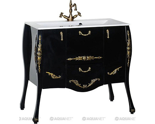 Купить Тумба черный/золото 97,6 см Aquanet Виктория 00183932 в магазине сантехники Santeh-Crystal.ru
