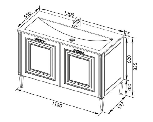 Заказать Тумба белый серебряная патина 118 см Aquanet Паола 00181763 в магазине сантехники Santeh-Crystal.ru