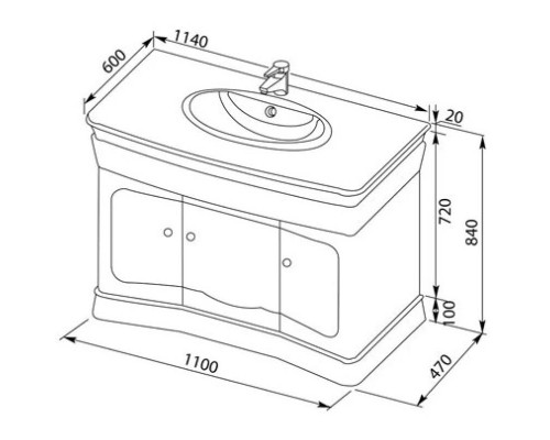 Заказать Тумба белый 110 см Aquanet Греция 00171545 в магазине сантехники Santeh-Crystal.ru