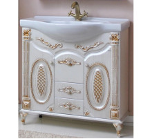 Тумба с раковиной белый жемчуг золотая патина 96 см Atoll Наполеон