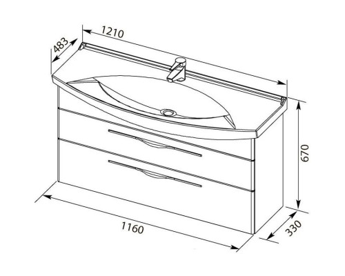 Заказать Тумба белый глянец 116 см Aquanet Ирвин 00203975 в магазине сантехники Santeh-Crystal.ru