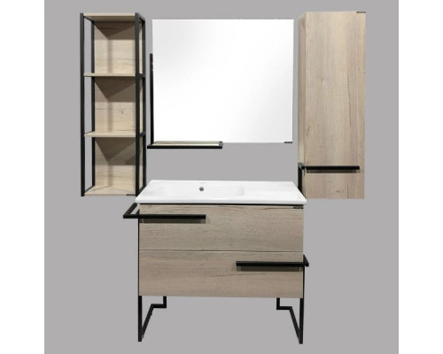 Заказать Тумба с раковиной дуб дымчатый/черный глянец 97 см Comforty Дюссельдорф 00004148007 в магазине сантехники Santeh-Crystal.ru