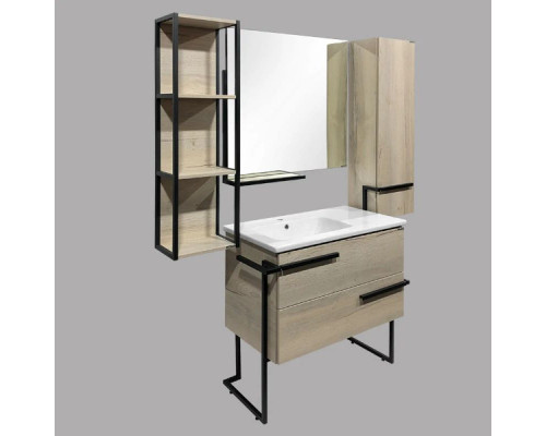 Заказать Тумба с раковиной дуб дымчатый/черный глянец 97 см Comforty Дюссельдорф 00004148007 в магазине сантехники Santeh-Crystal.ru