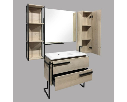 Заказать Тумба с раковиной дуб дымчатый/черный глянец 97 см Comforty Дюссельдорф 00004148007 в магазине сантехники Santeh-Crystal.ru