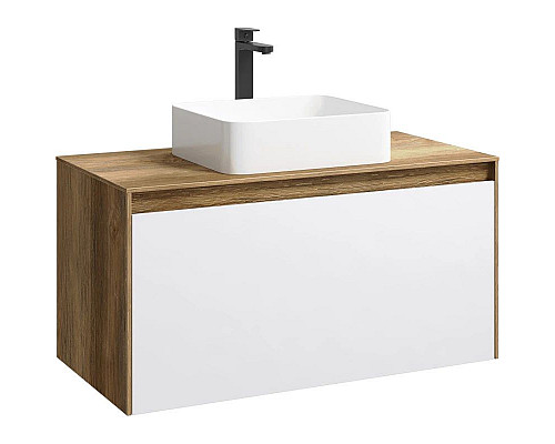 Купить Тумба дуб балтийский/ белый глянец 100 см Aqwella 5 Stars Mobi MOB0110DB/ MOB0710W/ T в магазине сантехники Santeh-Crystal.ru