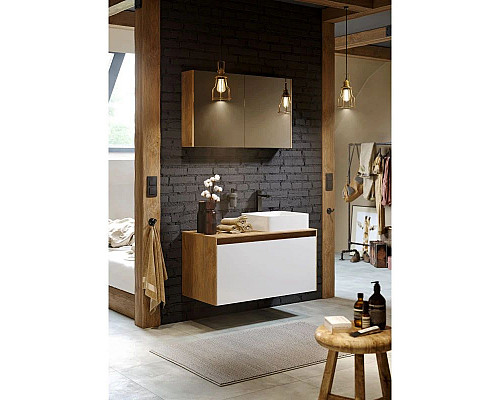 Купить Тумба дуб балтийский/ белый глянец 100 см Aqwella 5 Stars Mobi MOB0110DB/ MOB0710W/ T в магазине сантехники Santeh-Crystal.ru