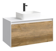 Тумба белый глянец/ дуб балтийский 100 см Aqwella 5 Stars Mobi MOB0110W/ MOB0710DB/ T