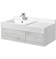 Тумба с раковиной белый глянец/ольха наварра 100 см Акватон Сакура 1A2349K1SKW80