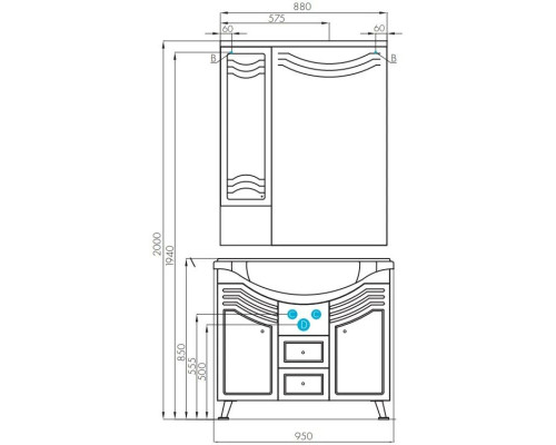 Заказать Тумба с раковиной белый глянец 95 см Акватон Домус 1A0613K0DO010 в магазине сантехники Santeh-Crystal.ru